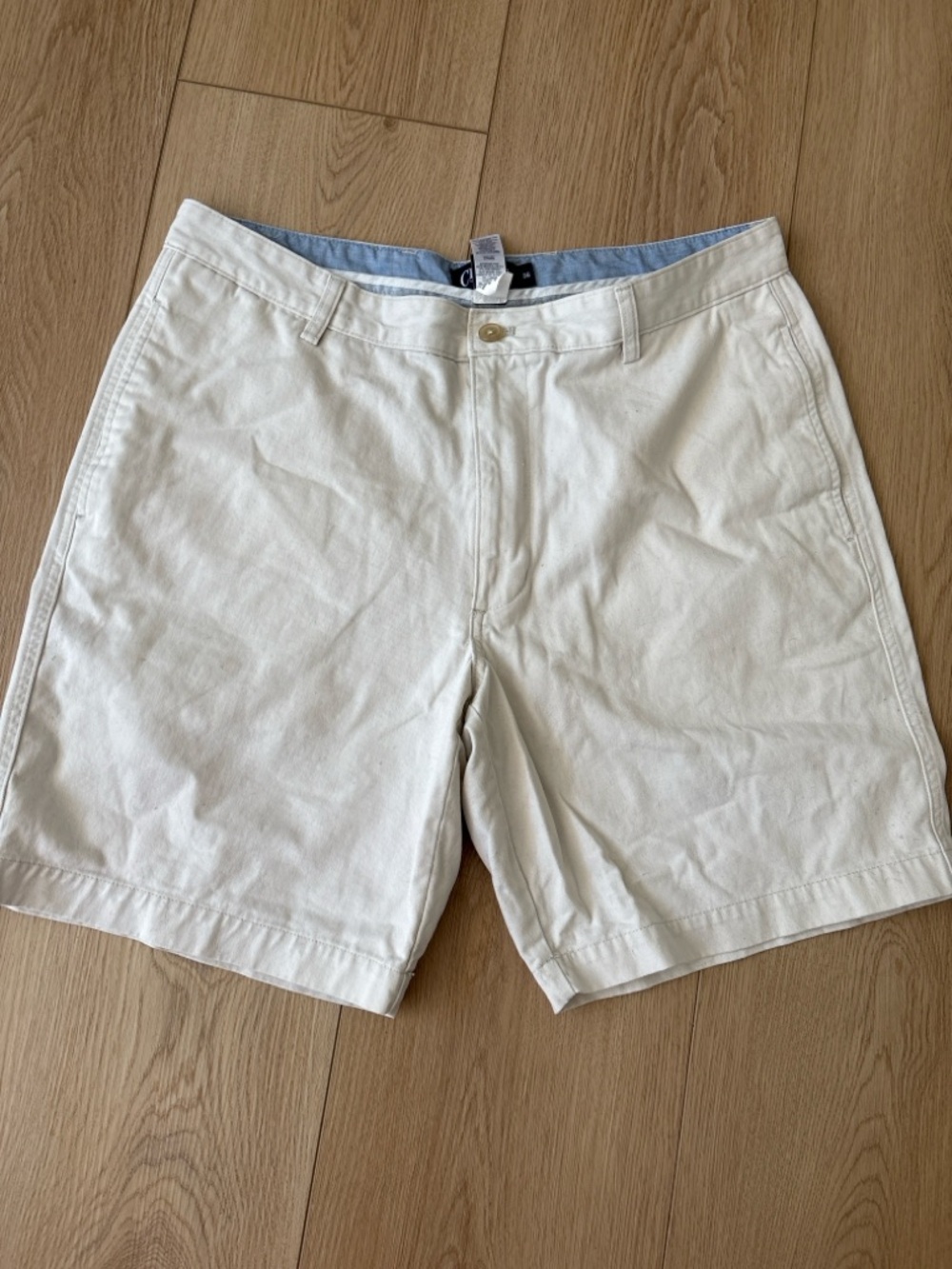 Chaps Men’s Classic Fit Khaki Shorts Size 36 Beige 100% Cotton Casual‎ Preppy